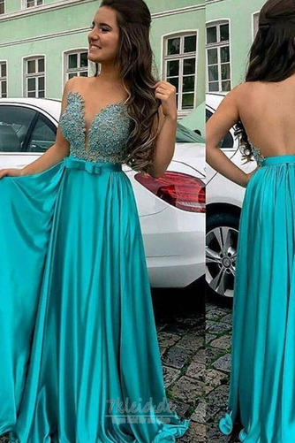 Ballkleid Sexy Ärmellos Tiefer V-Ausschnitt Lange Drapierung - Seite 1