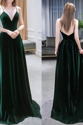 Abendkleid A-Linie Birneförmig Ärmellos Tiefer V-Ausschnitt Elegant - Seite 1