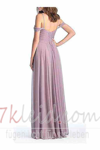 Abendkleid Chiffon A-Linie Schlicht Schulterfrei Tiefer V-Ausschnitt - Seite 2