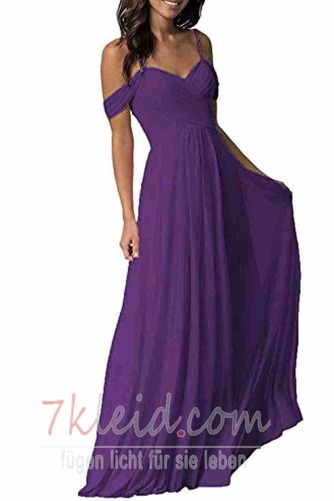 Abendkleid Chiffon A-Linie Schlicht Schulterfrei Tiefer V-Ausschnitt - Seite 6