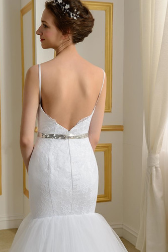 Ärmellos Lange Natürliche Taille V-Ausschnitt Schick Brautkleid - Seite 5