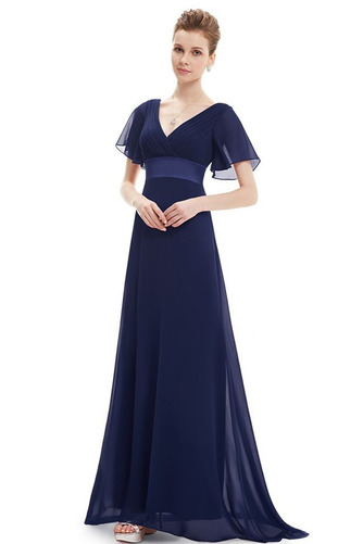 Lockere Ärmel Kurze Ärmel Gerüscht Reißverschluss Chiffon Abendkleid - Seite 7