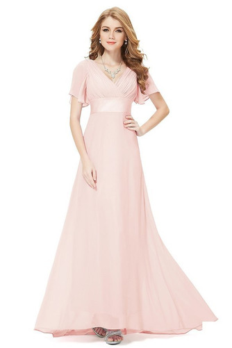 Lockere Ärmel Kurze Ärmel Gerüscht Reißverschluss Chiffon Abendkleid - Seite 12