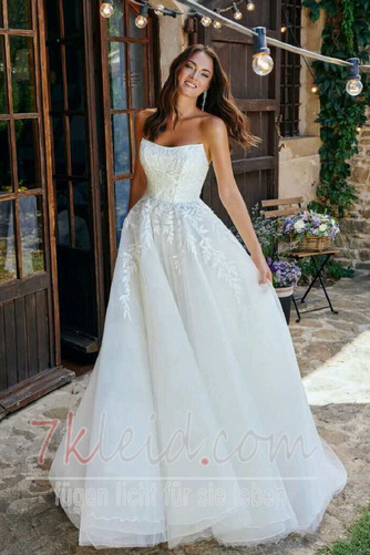 Brautkleid Trägerlos Sommer Natürliche Taille Drapierung Ärmellos - Seite 1