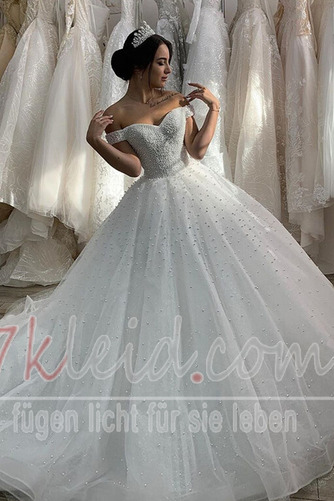 Brautkleid Organza Kurze Ärmel Natürliche Taille Formell Sanduhrförmig - Seite 1