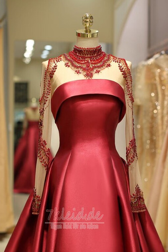 Abendkleid A-Linie Sittsame Jahr 2019 Hoher Kragen Herbst Lange Ärmel - Seite 9