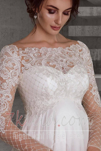 Brautkleid Strand Lange Empire Taille Sommer Halbe Ärmel Bateau - Seite 3