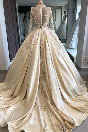 Brautkleid Satin Jahr 2019 Halle Lange Ärmel Klassiker Natürliche Taille - Seite 2