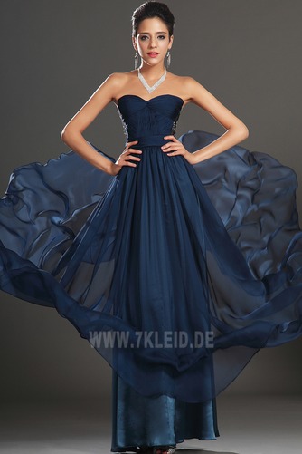 Dunkelblau Chiffon Halle Bodenlang Empire edel Abendkleid - Seite 2