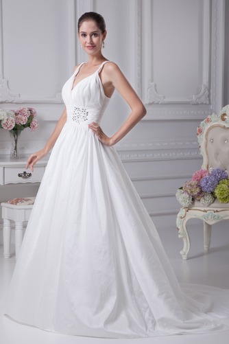 Mittelgröße Perlengürtel Strand Natürliche Taille Empire Brautkleid - Seite 4