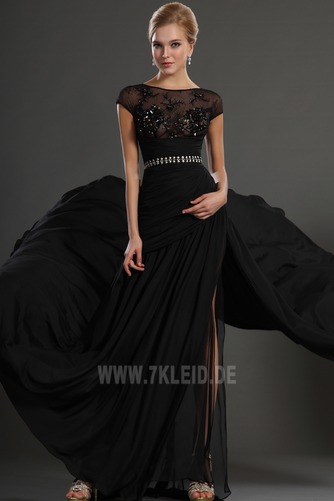 Glamouröse Perlengürtel Schwarz Natürliche Taille Herbst Ballkleid - Seite 3