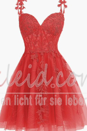 Cocktailkleid Kurz edel Birneförmig Natürliche Taille Ärmellos Spitze - Seite 17