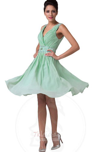 Elegant Knielang Natürliche Taille Birneförmig Chiffon Ballkleid - Seite 1