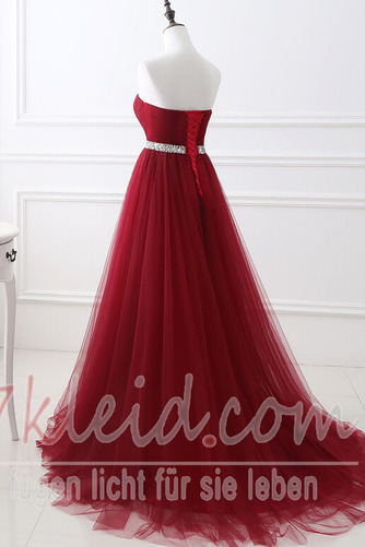 Ballkleid Tüll Perlengürtel Natürliche Taille Gerüscht Rücken Schnürung - Seite 2