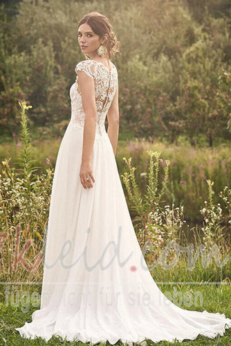 Brautkleid Chiffon Ärmellos Strand Natürliche Taille Sommer V-Ausschnitt - Seite 2