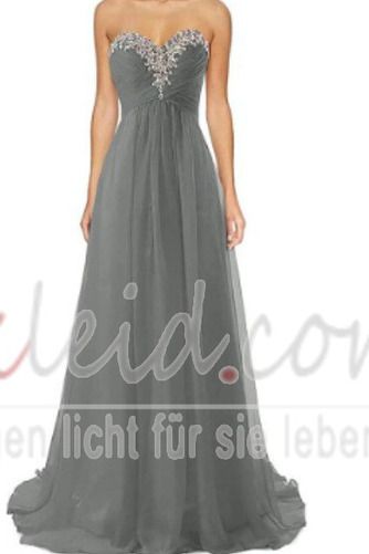 Abendkleid A-Linie Chiffon Mittelgröße Bördeln Bodenlang Rücken Schnürung - Seite 1