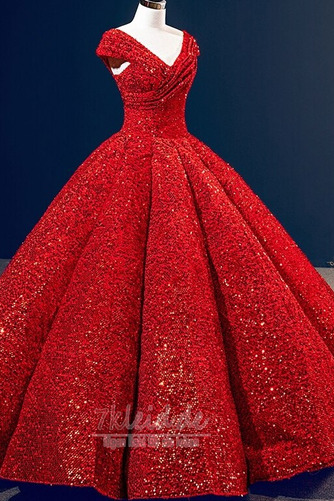 Ballkleid Jahr 2019 A-Linie Bodenlang V-Ausschnitt Apfelförmig - Seite 3