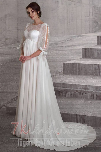 Brautkleid Empire Sweep Zug Halbe Ärmel Frühling Spitze Chiffon - Seite 1