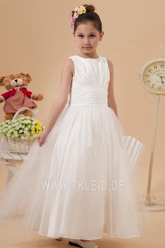 Knöchellang Romantisch Natürliche Taille Satin Reißverschluss Blumenmädchenkleid - Seite 3