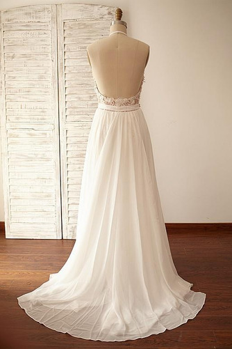 Brautkleid Chiffon Strand Spitze Perlengürtel Sanduhrförmig Ärmellos - Seite 2