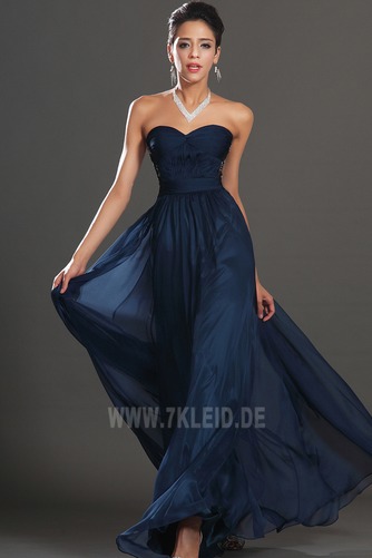 Dunkelblau Chiffon Halle Bodenlang Empire edel Abendkleid - Seite 1