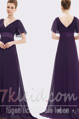 Brautjungfernkleid Herbst Kurze Ärmel Natürliche Taille Schlicht Chiffon - Seite 2