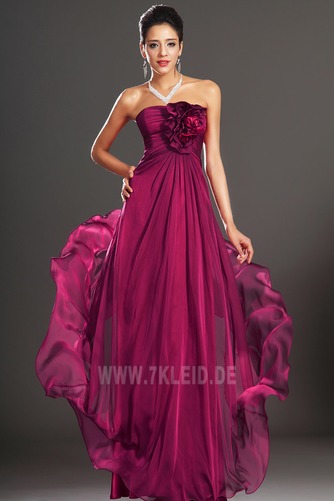 Bodenlang A-Linie Chiffon Rosendekor Ärmellos Abendkleid - Seite 3