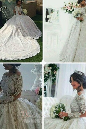 Brautkleid A-Linie Schulterfrei Schmuck dekorativ Mieder Spitze - Seite 10