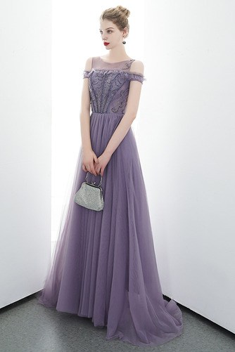 Abendkleid A-Linie Ärmellos Schlicht Bateau Drapierung Mittelgröße - Seite 4