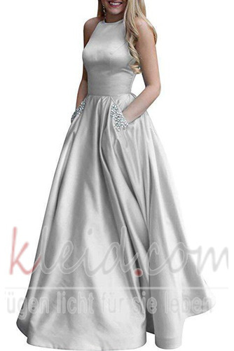 Juwel Knöchellang edel Satin Natürliche Taille Frühling Ballkleid - Seite 10