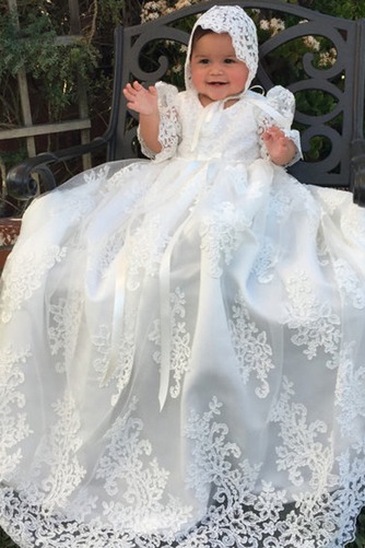 Spitze Puffärmel Prinzessin Formell Natürliche Taille Taufe Kleid - Seite 1