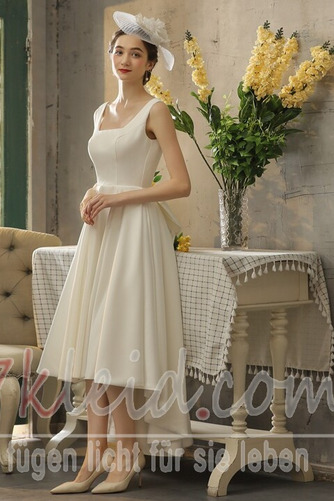 Brautkleid Asymmetrisch Satin Natürliche Taille Quadrat Schmetterlingsknoten - Seite 4