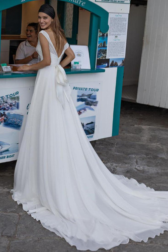 Brautkleid Empire Ärmellos Tiefer V-Ausschnitt Strand Elegant - Seite 2