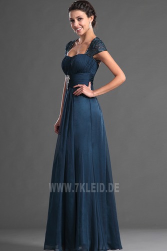 Spitzen-Overlay Porträt Chiffon Falte Mieder Kurze Ärmel Brautmutterkleid - Seite 5