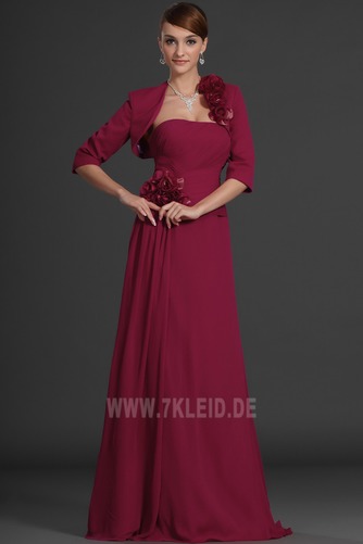 Trägerlos Chiffon sieben Ärmellänge Natürliche Taille Brautmutterkleid - Seite 5