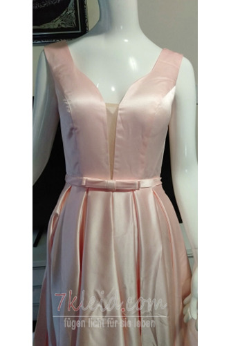 Natürliche Taille Lange Satin V-Ausschnitt Schmetterlingsknoten Ballkleid - Seite 3