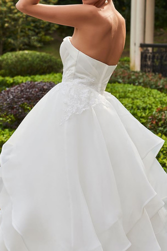 Natürliche Taille Ärmellos Bodenlang Satin Rückenfrei Brautkleid - Seite 5