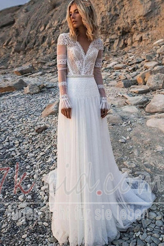 Brautkleid Spitze A-Linie Mittelgröße Strand Lange Sommer - Seite 1