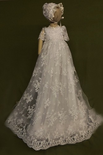 Kurze Ärmel Formell Natürliche Taille Lange Hoch Überdachte Taufe Kleid - Seite 1