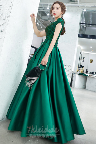 Natürliche Taille Schaufel Kurze Ärmel Rücken Schnürung Lange Ballkleid - Seite 3