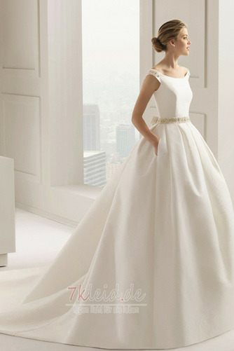 Tasche Satin Ärmellos Formell Natürliche Taille Winter Brautkleid - Seite 1