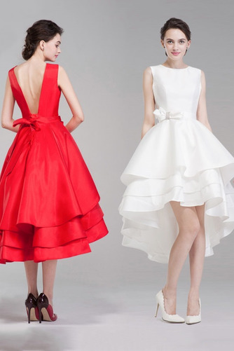Natürliche Taille Schmetterlingsknoten Asymmetrisch Herbst Brautkleid - Seite 3