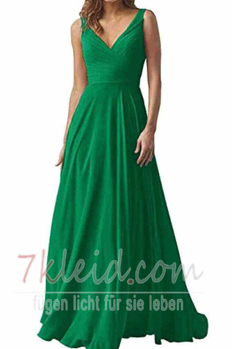 Abendkleid Chiffon Rücken Schnürung V-Ausschnitt Natürliche Taille - Seite 12