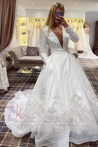 Brautkleid Organza Natürliche Taille Reißverschluss Herbst Kirche - Seite 1