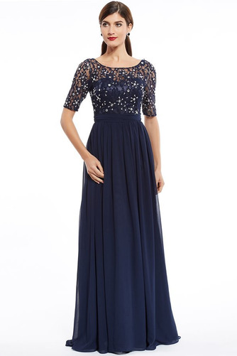 Natürliche Taille Chiffon Schick Durchsichtige Ärmel A-Linie Abendkleid - Seite 1