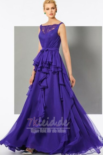 Bodenlang Chiffon Bateau Ärmellos Kleine Größe A-Linie Abendkleid - Seite 3