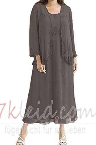 Brautmutterkleid Übergröße Quadrat Winter Wadenlang Chiffon Hoch Überdachte - Seite 9