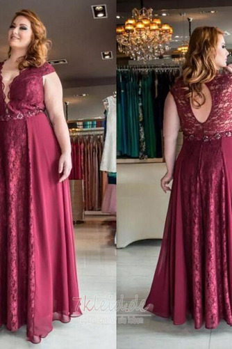 Brautmutterkleid Luxus Tiefer V-Ausschnitt Schlüsselloch Rücken Natürliche Taille - Seite 1