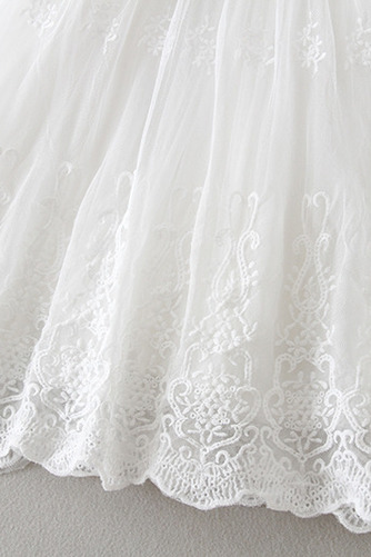 Taufe Kleid Natürliche Taille Lange Ärmel Spitze edel Juwel Lange - Seite 4