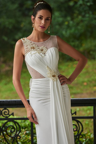 Satin Ärmellos Sexy Natürliche Taille Herbst Trägerlos Brautkleid - Seite 8
